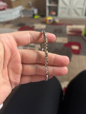 Silver Faceted Hoop Bracelet - Sleek Metallic Look